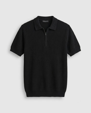 Knitted Quarter Zipper T-Shirt