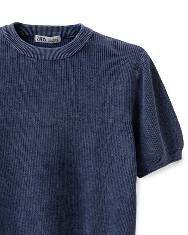 Washed Round Knitted T-Shirt