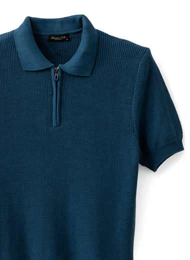 Knitted Zip Polo T-Shirt